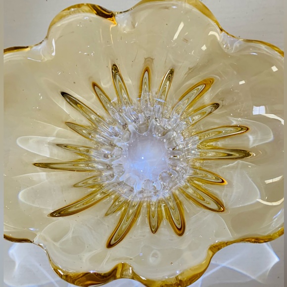 Amber Hand Blown Glass Sommerso Waterfall Vase - Picture 4 of 5